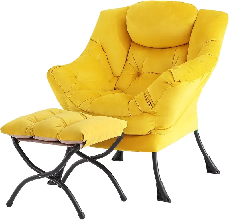 Tiita Modern Lazy Lounge Chair with Matching Ottoman – Large Leisure Armchair Set