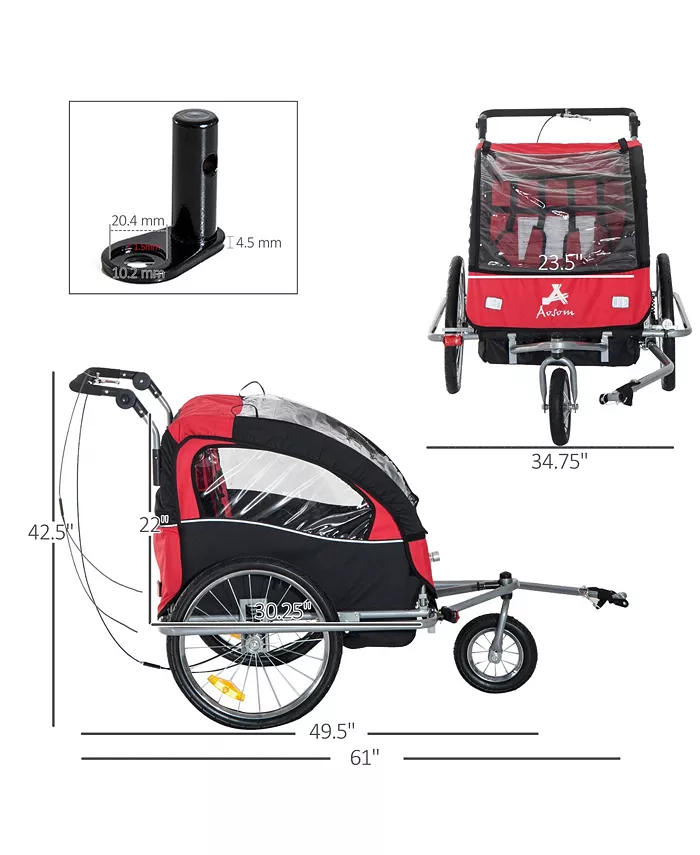 Aosom Elite Child  Pet Three-Wheel Bicycle Cargo Trailer Red