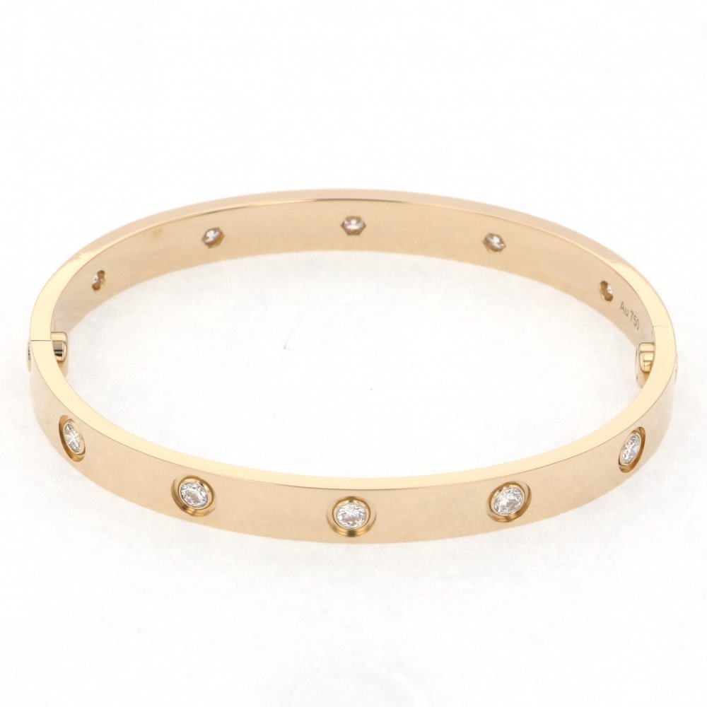 Cartier Love Full Diamond #17 Bracelet 18K Yellow Gold