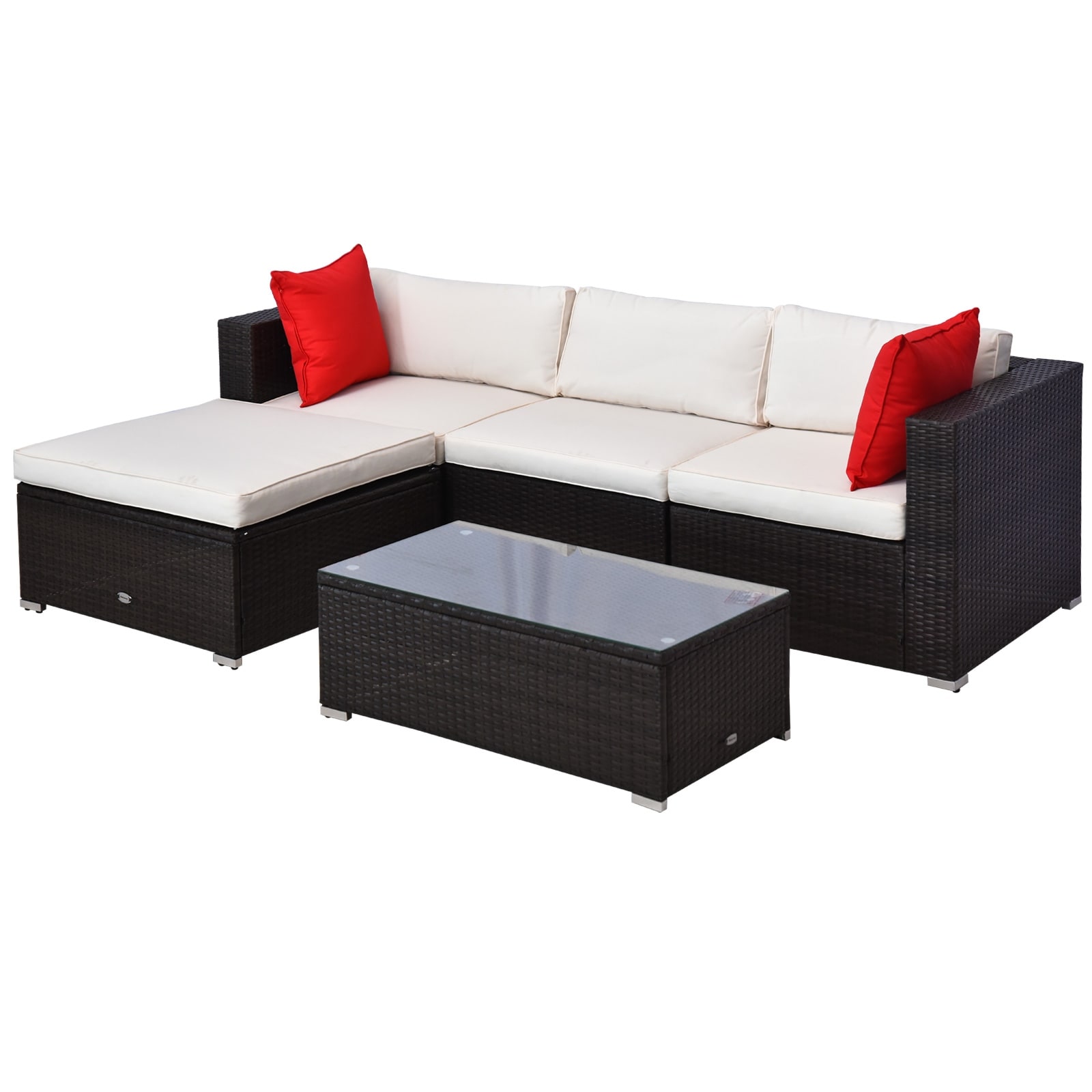 Outsunny Deluxe Outdoor Rattan Wicker 5Piece Patio Furniture Set