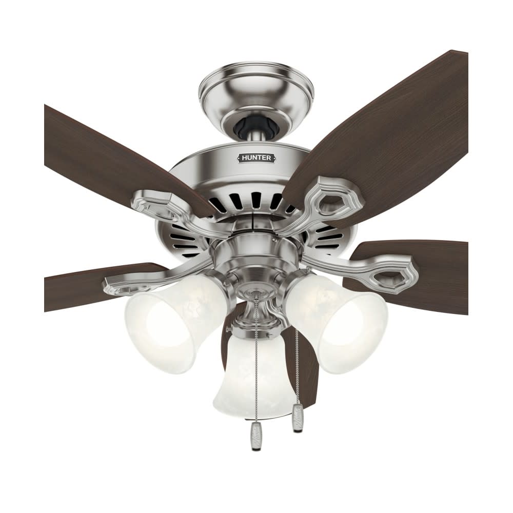 Hunter Builder Ceiling Fan 42 Brushed Nickel Brazilian Cherry;