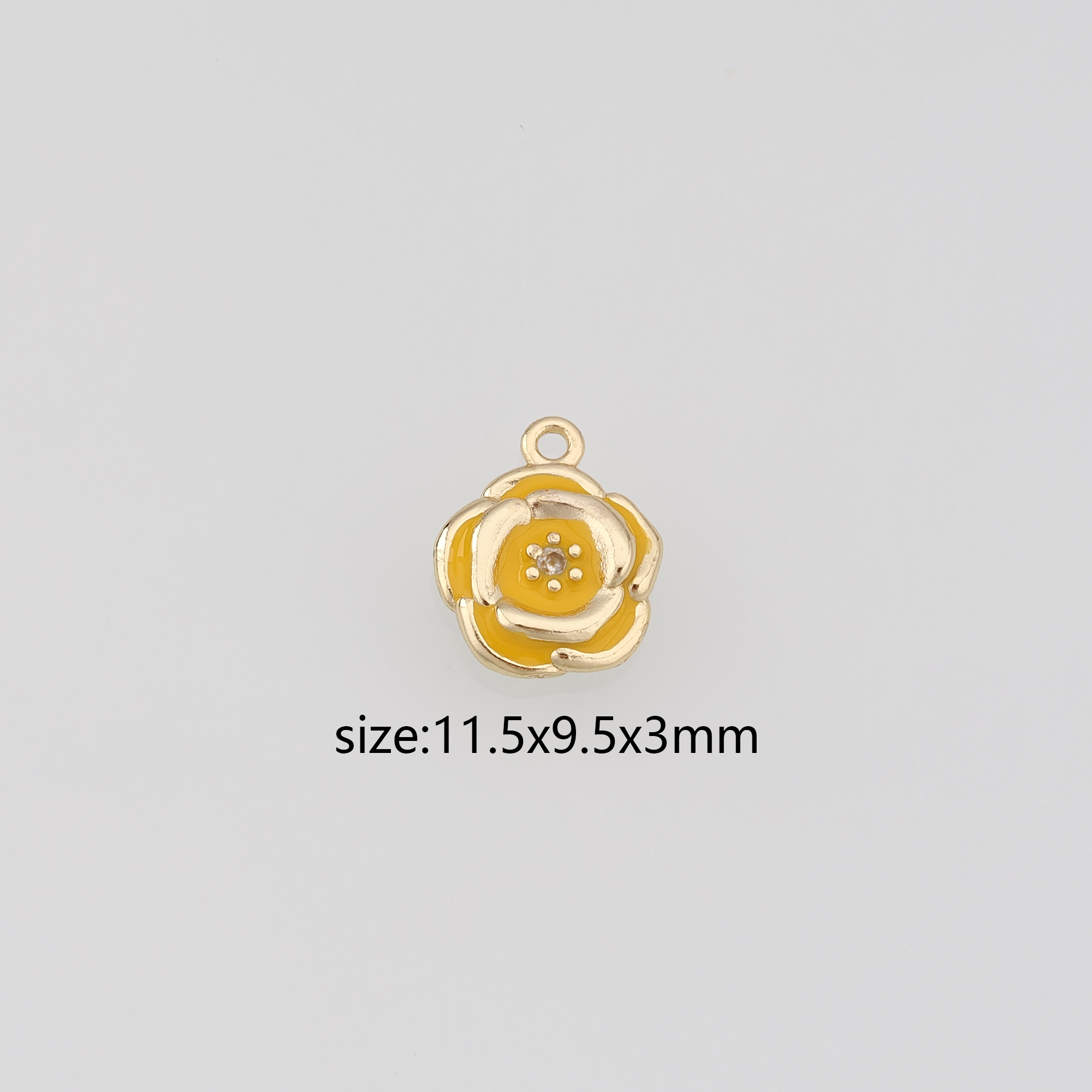 18K Gold Filled Rose Pendant,Enamel Flower Charm Earrings Necklace for DIY Jewelry Making Supply