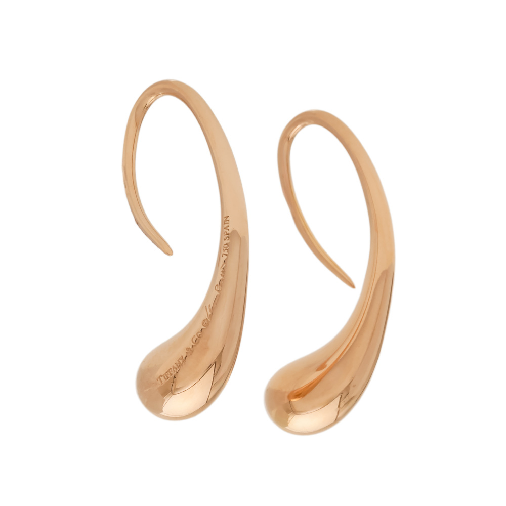 Tiffany & Co. Elsa Peretti Teardrop Earrings 18K Rose Gold