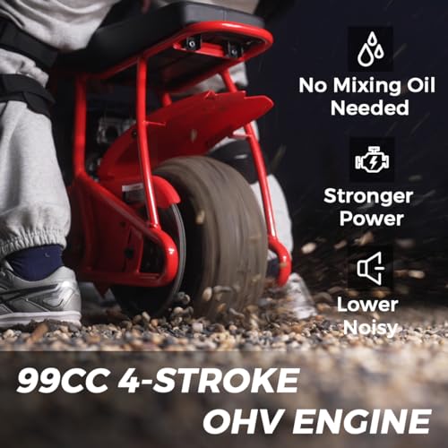 FRP Mini Dirt Bike GMB100 Basic, 99CC Gas Powered Mini Bike 4-Stroke 3HP, Off-Road for Kids/Adult, Trail Bike Up to 24 Mph, Weight Support Up to 185 LBS (Black)