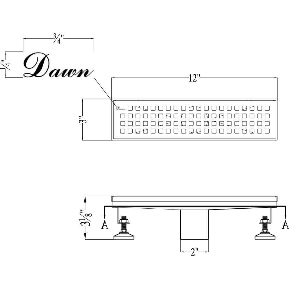 Dawn LBE120304 Brisbane River Series - Linear Shower Drain 12x22L