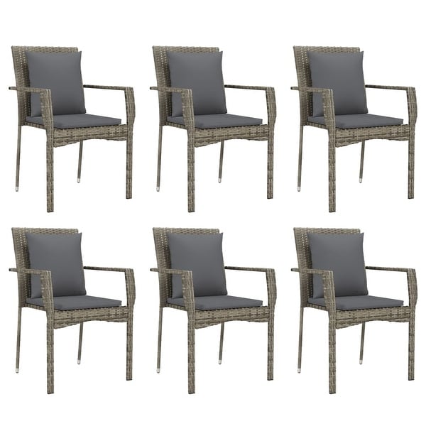 vidaXL 3 Piece Patio Dining Set with Cushions Black Poly Rattan