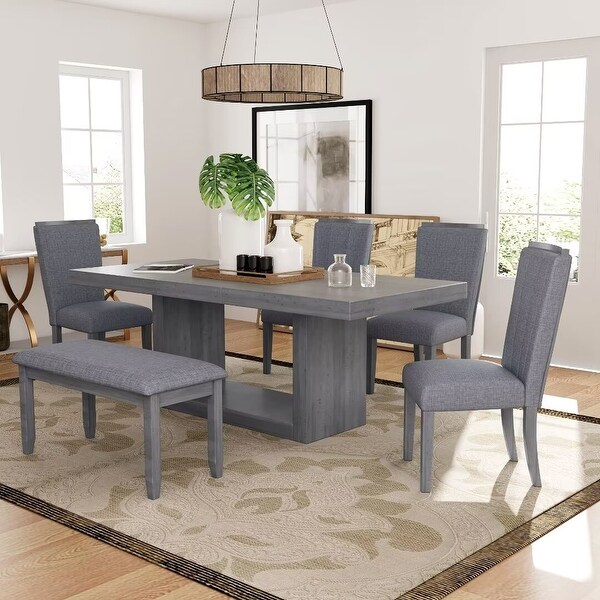 Extendable Dining Table Set with Removable Leaf,4 Upholstered Chair