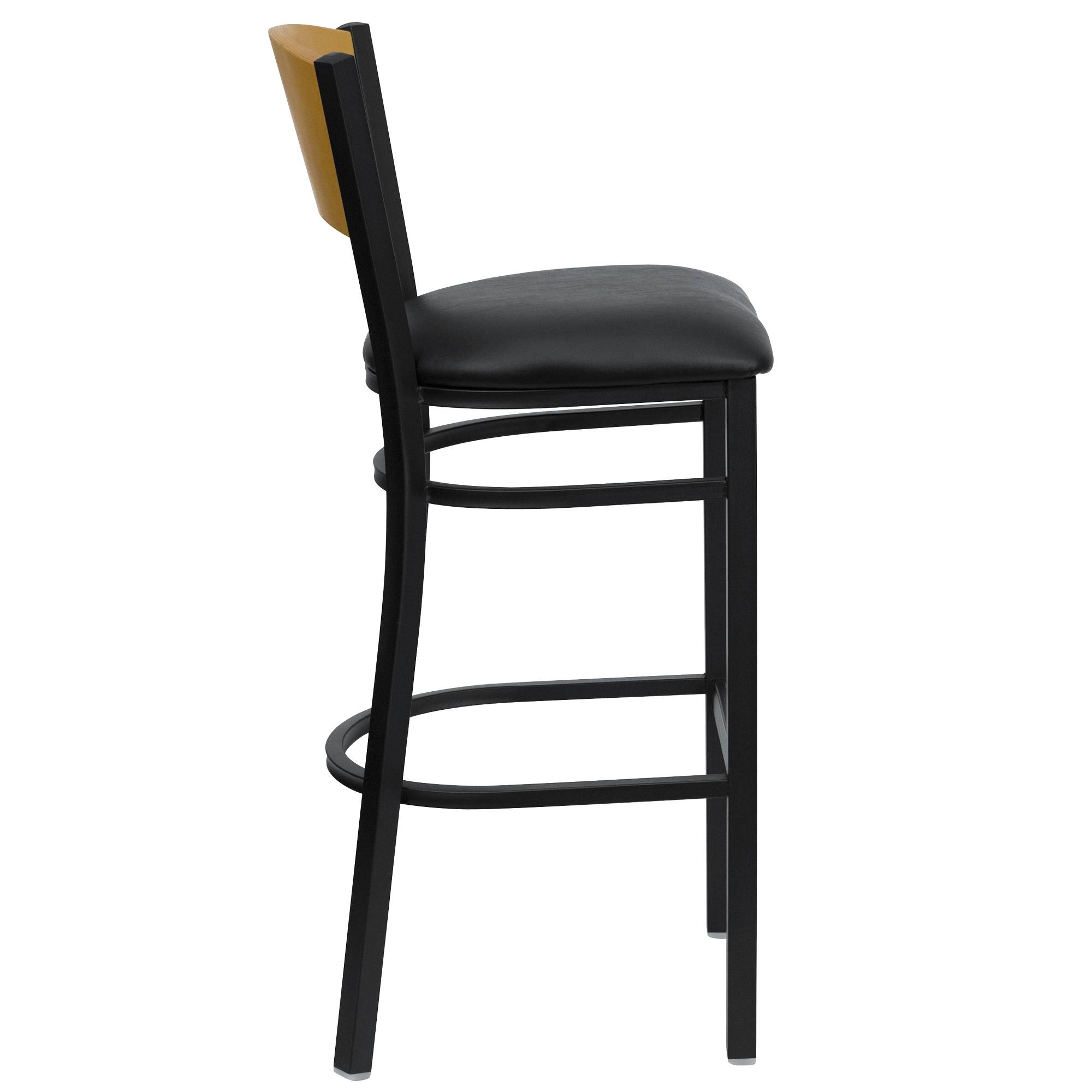 42.5x22 Black and Natural Brown Hercules Series Circle Back Restaurant Barstool