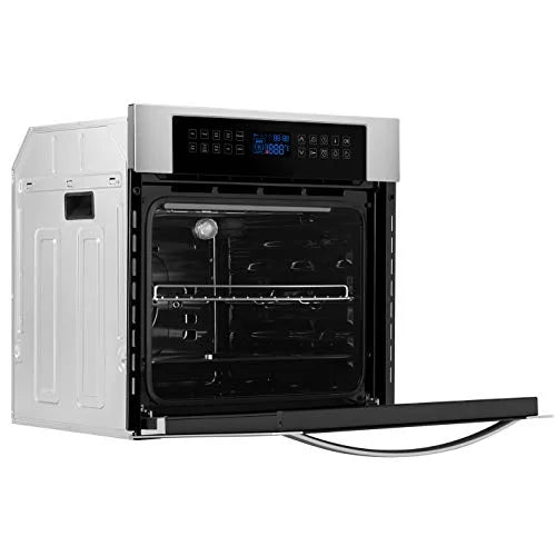 Empava 24 Inch Electric Single Wall Oven 10 Cooking Functions Deluxe 360° ROTISSERIE with Sensitive Touch Control in Stainless Steel