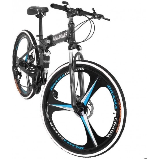 26in Mountain Bike 21 Speed Bicycle Full Suspension MTB Bikes Folding Bike Non-Slip Bike for Adults Sport Wheels Disc Brake Aluminum Frame MTB Bicycle Track Bike Road Bikes