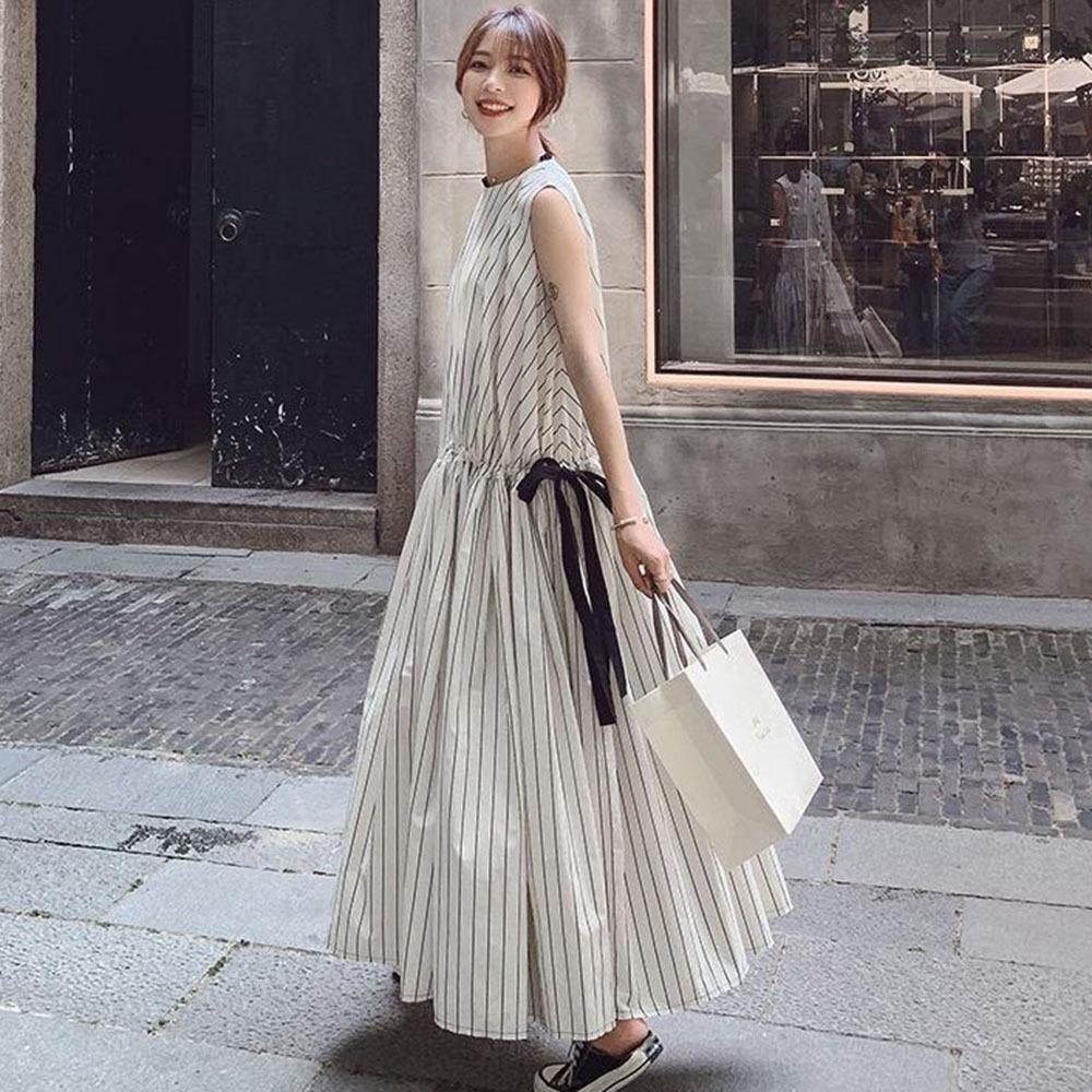 Striped Drawstring Maxi DressClistos