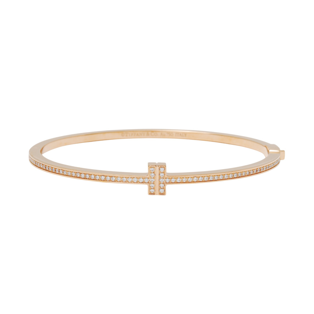Tiffany & Co. Tiffany T Wire Bracelet 18K Rose Gold Diamond 62273046