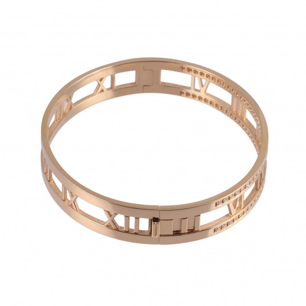 Tiffany & Co. Atlas Open Half Diamond Bracelet 18K Rose Gold