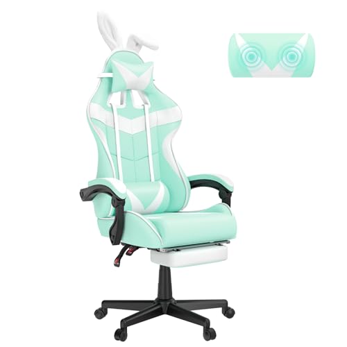 Soontrans Gaming Chair with Footrest,Computer Office Chair, Ergonomic Gamer Chair with Height Adjustment,Headrest and Lumbar Support Gamer Chair(Storm Blue)