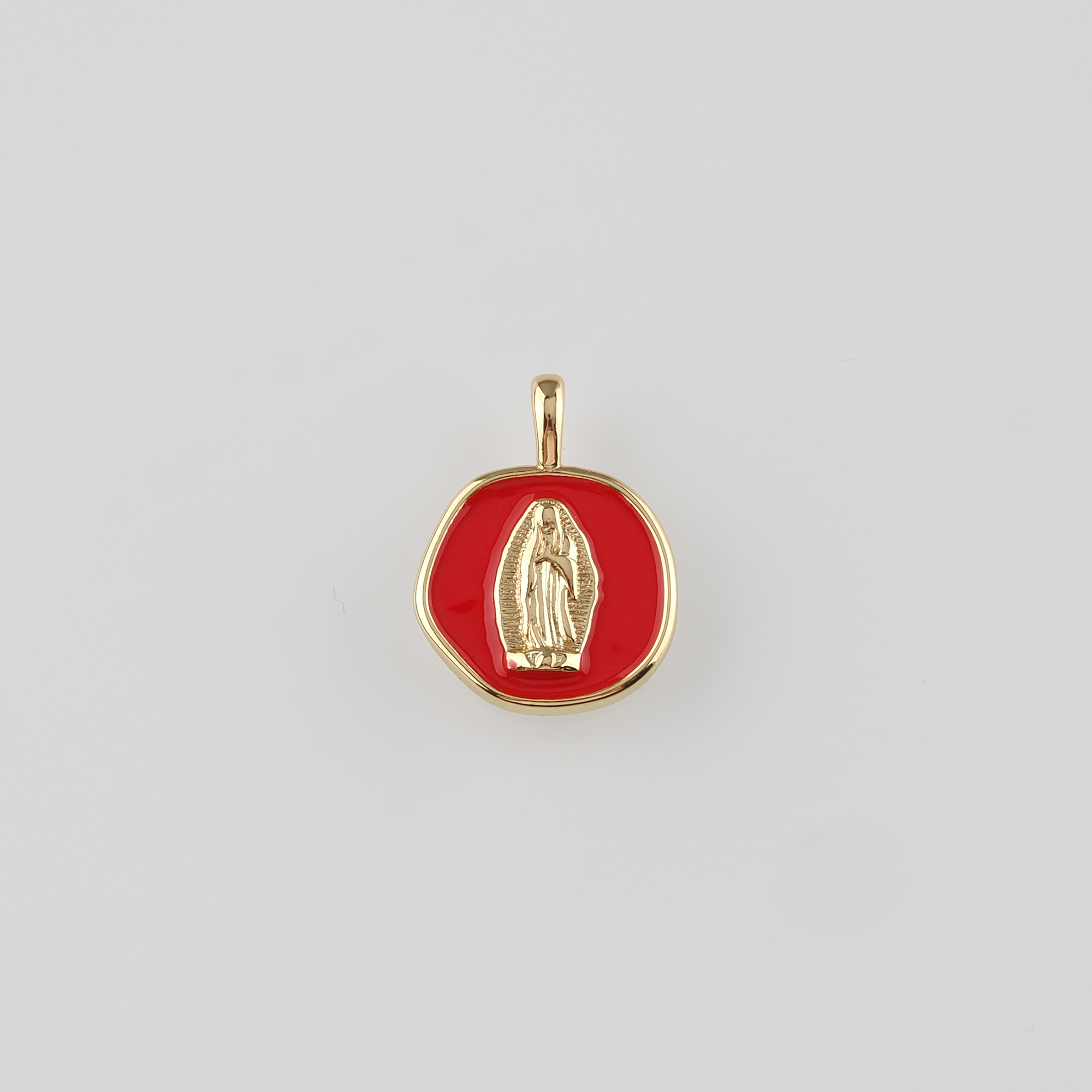 18K Gold Filled Virgin Mary Pendant,Enamel Religious Charm Earrings Necklace for DIY Jewelry Making Supply