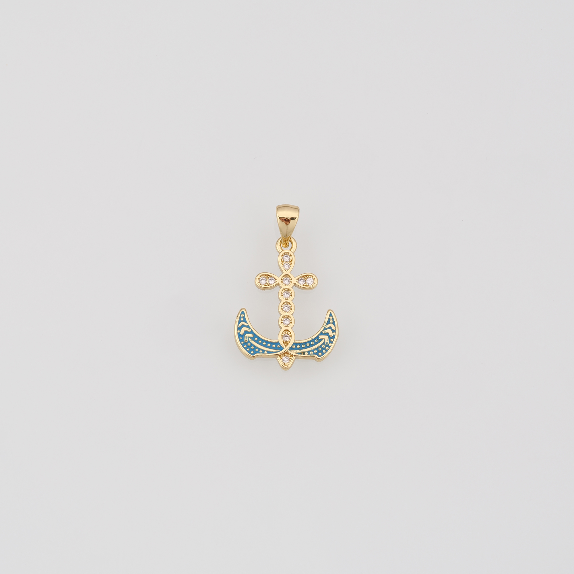 18K Gold Filled Anchor Pendant,CZ Micro Pave Anchor Charm Earrings Necklace for DIY Jewelry Making Supply