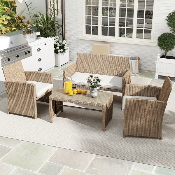 Moasis Light Brown+Beige 4Piece Patio Bistro Set