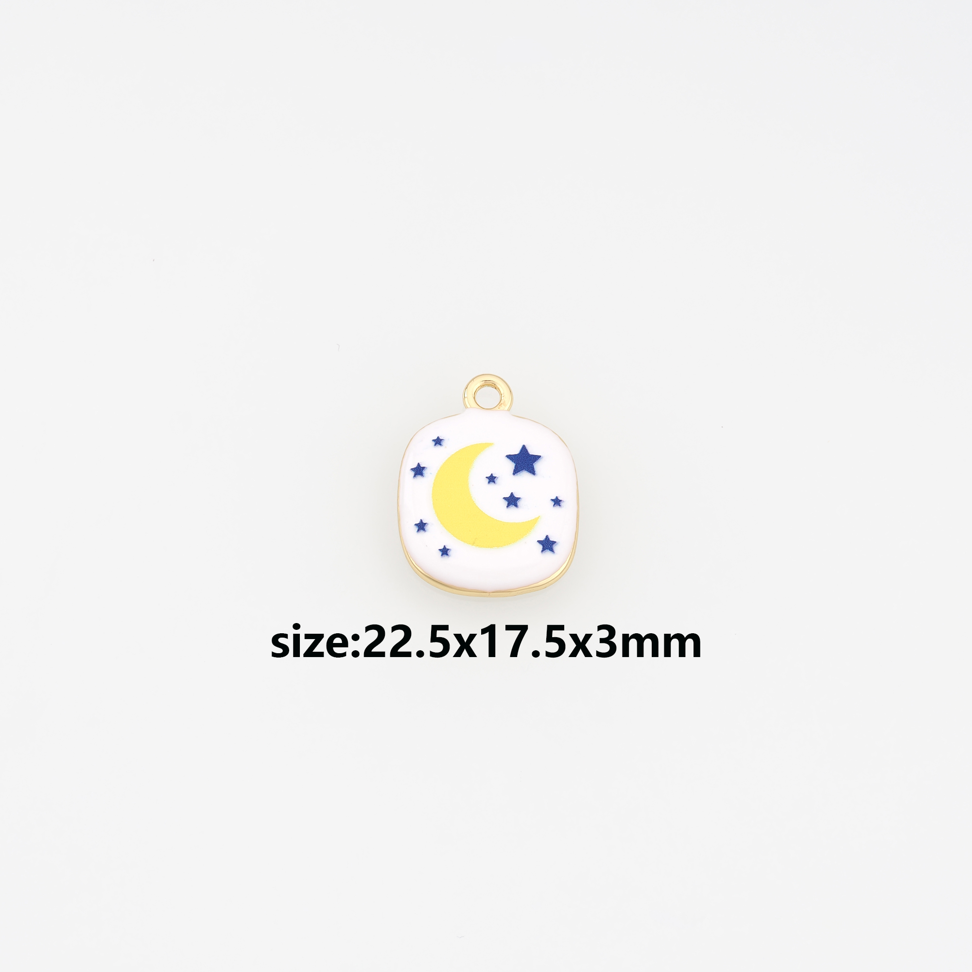 18K Gold Filled Moon Pendant,Heart Pendant,Enamel Celestial Charm Earrings Necklace for DIY Jewelry Making Supply
