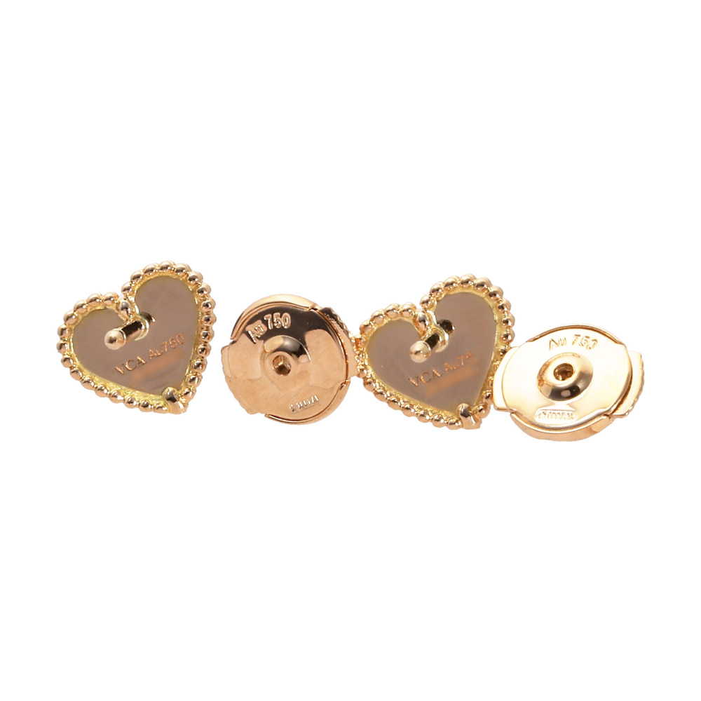 Van Cleef & Arpels Sweet Alhambra Heart Earrings 18K Rose Gold Carnelian VCARN6BP00