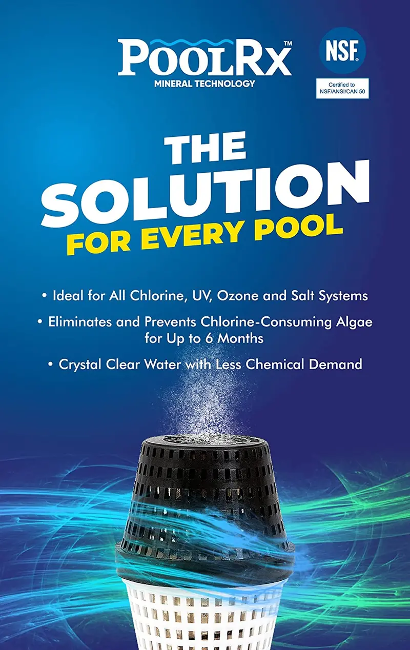 PoolRx Algaecide Unit #101066 — 6-Month Automatic Treatment System for Pools up to 30,000 Gallons, Low-Maintenance Black Housing
