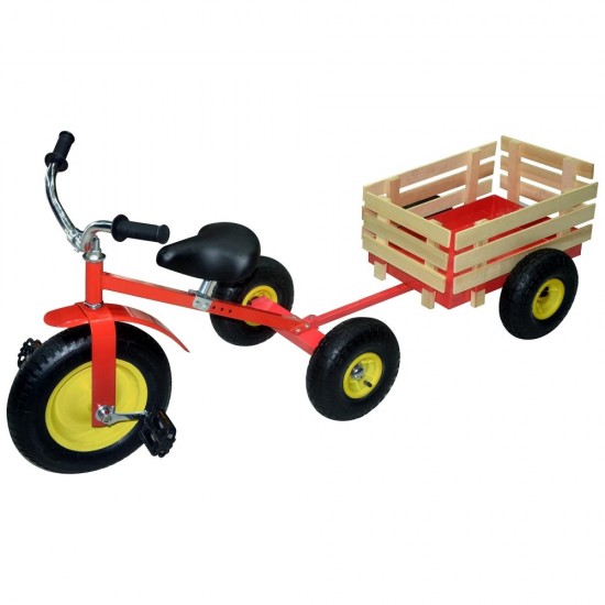 53498 Retro Tricycle With Wagon, Red, Steel