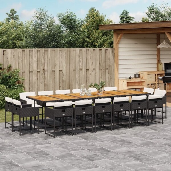 vidaX Patio Dining Set with Cushions Poly Rattan