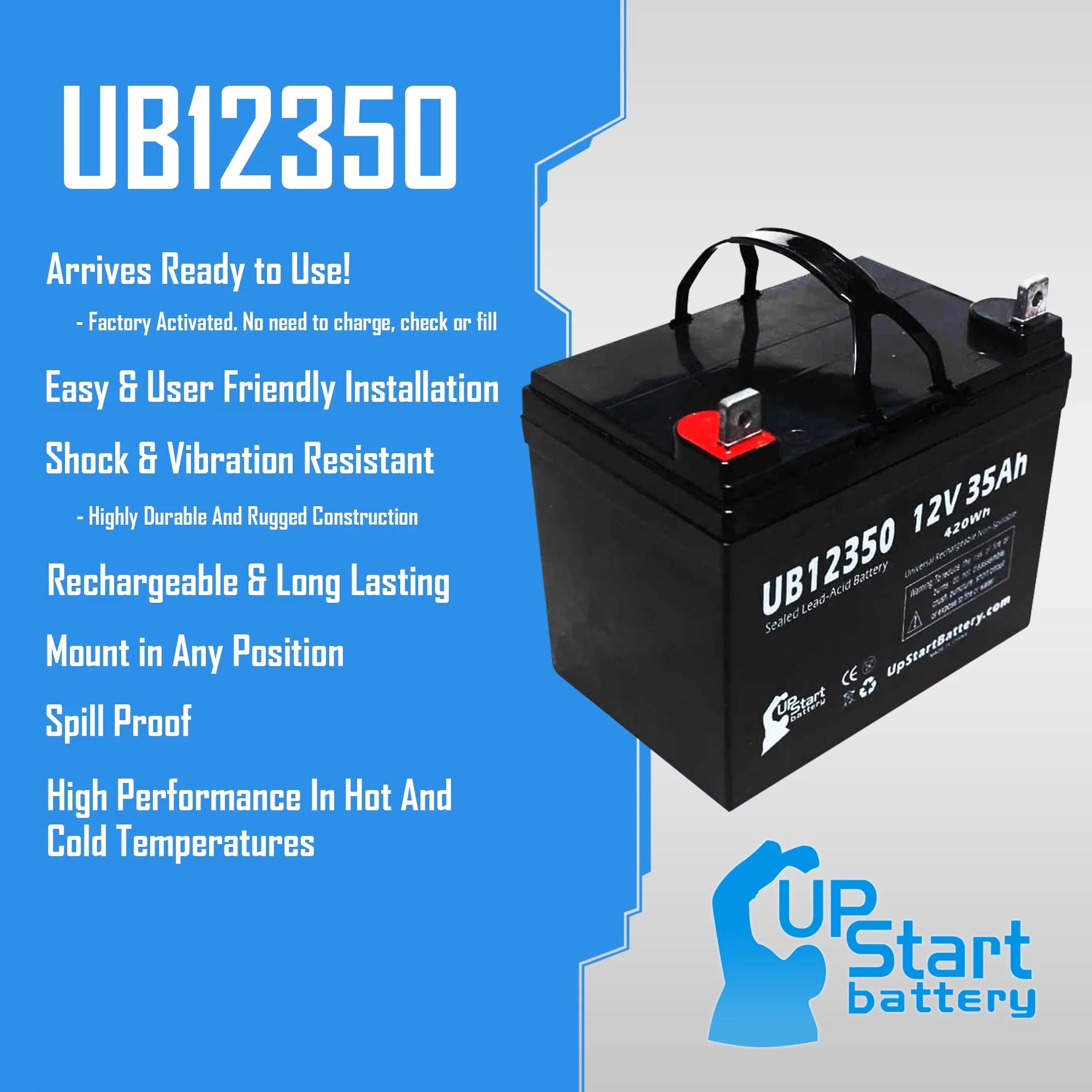 5x Pack - Compatible Imc Heartway Escape H Battery - Replacement UB12350 Universal Sealed Lead Acid Battery (12V, 35Ah, 35000mAh, L1 Terminal, AGM, SLA)