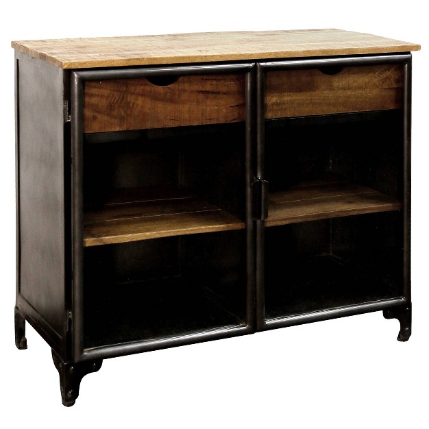 Two Drawer With Natural Wood Top And Drawers Accent Cabinet Espresso Stylecraft