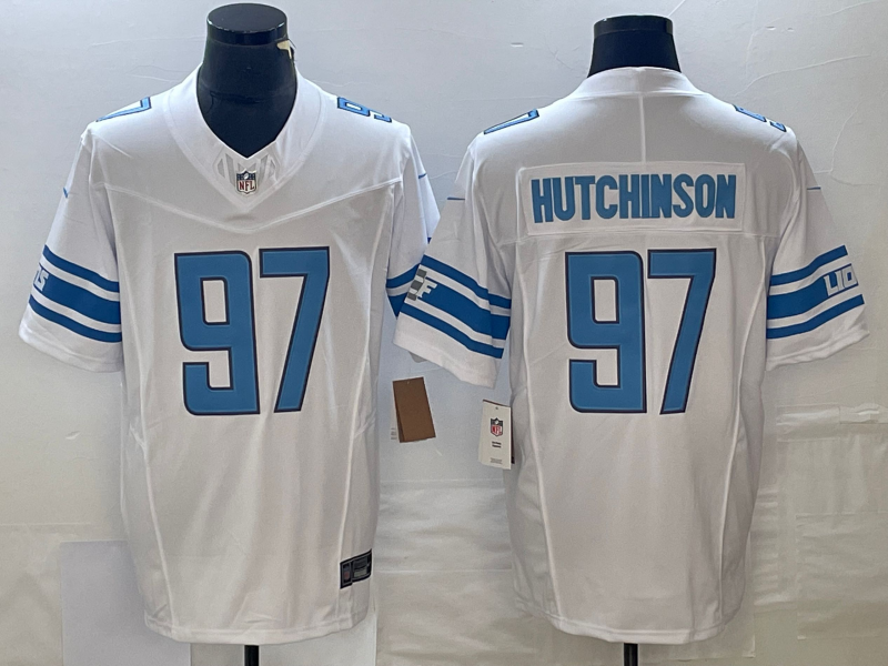 Men's Detroit Lions Aidan Hutchinson #97 White Game Jersey