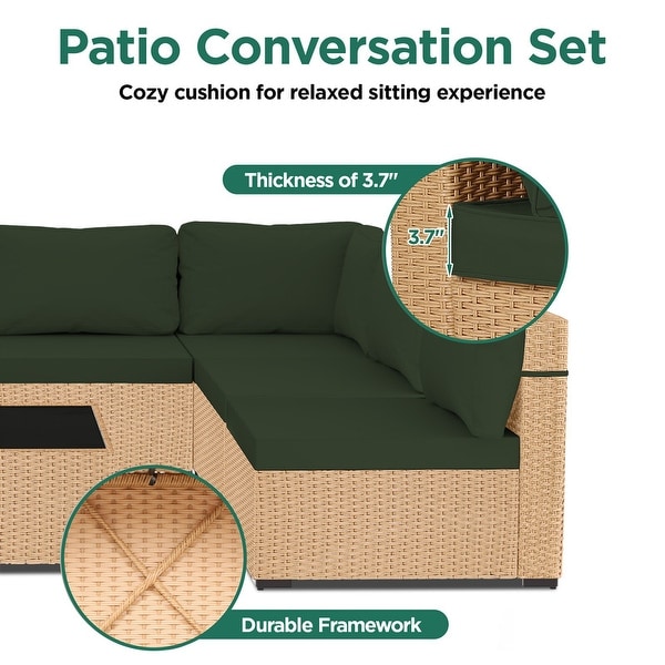 UPHA 5Piece Patio Furniture Wicker Sofa Set with Cushions