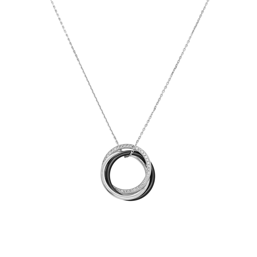 Cartier Trinity Necklace 18K White Gold & Ceramic Diamond B3045500