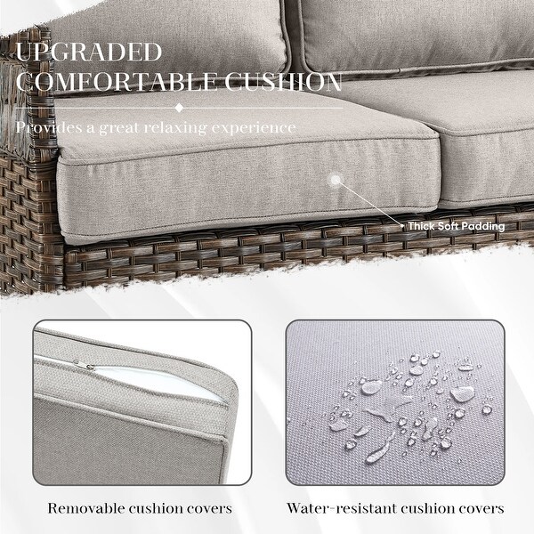 Patio Sofa with Club Chairs,Ottomans,Table
