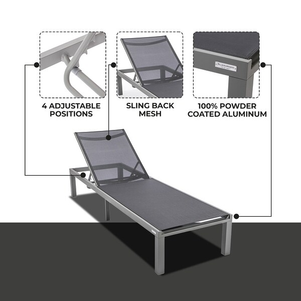 Aluminum Beach Pool Sun Lounge Chair Sling Mesh Fabric Reclining Stackable Lounger Chair