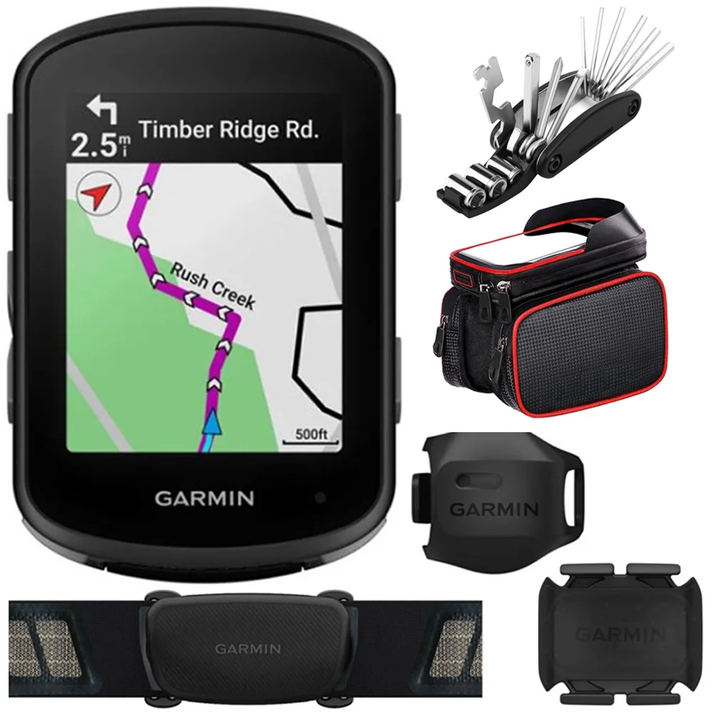 Garmin 010-02694-10 Edge 540, Compact GPS Cycling Computer with Sensor Bundle with Deco Gear 16-in-1 Multi-Function Bike Mechanic Repair Tool Kit and Deco Essentials Bike Frame Cell Phone Mount