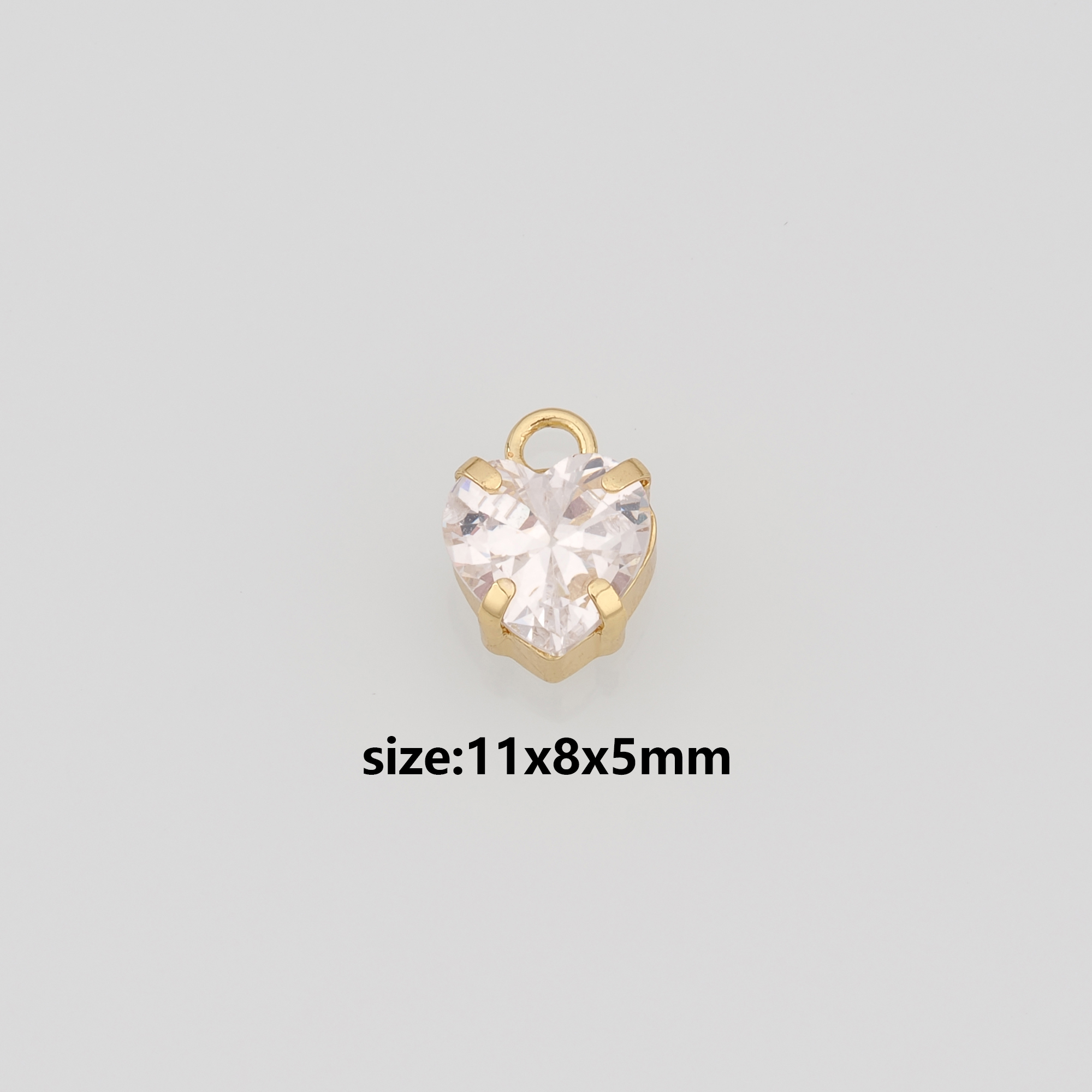 18K Gold Filled Heart Pendant,CZ Micro Pave Heart Charm Earrings Necklace for DIY Jewelry Making Supply