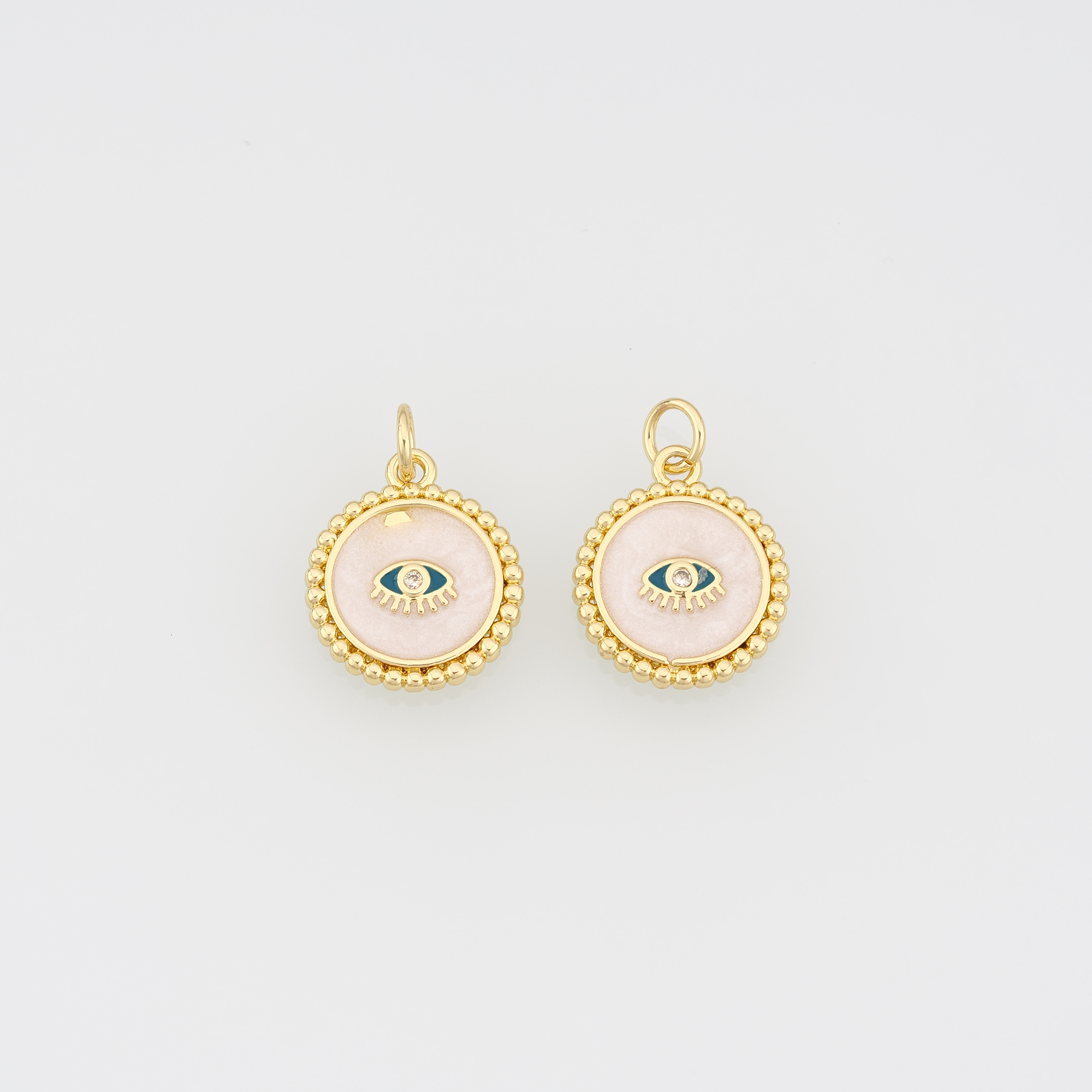 18K Gold Filled Evil Eye Pendant,Enamel Evil Eye Charm Earrings Necklace for DIY Jewelry Making Supply