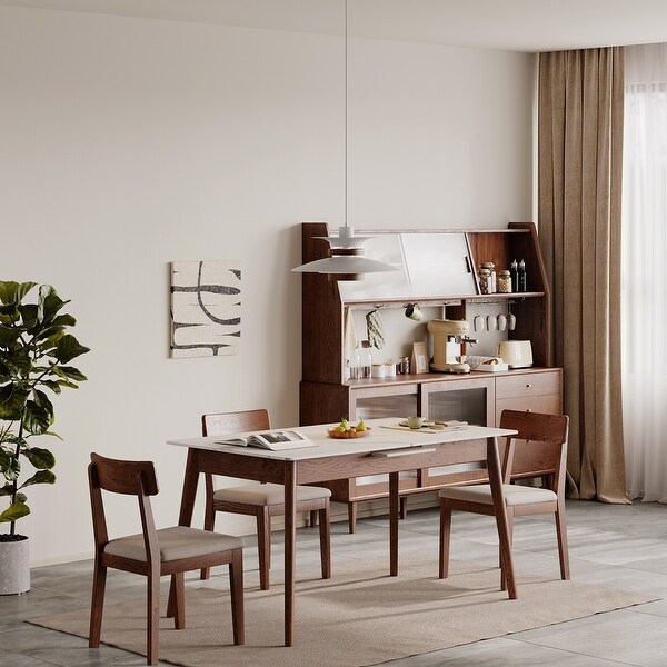 Nestfair Solid Oak Meet Dining Table with Marble Finish