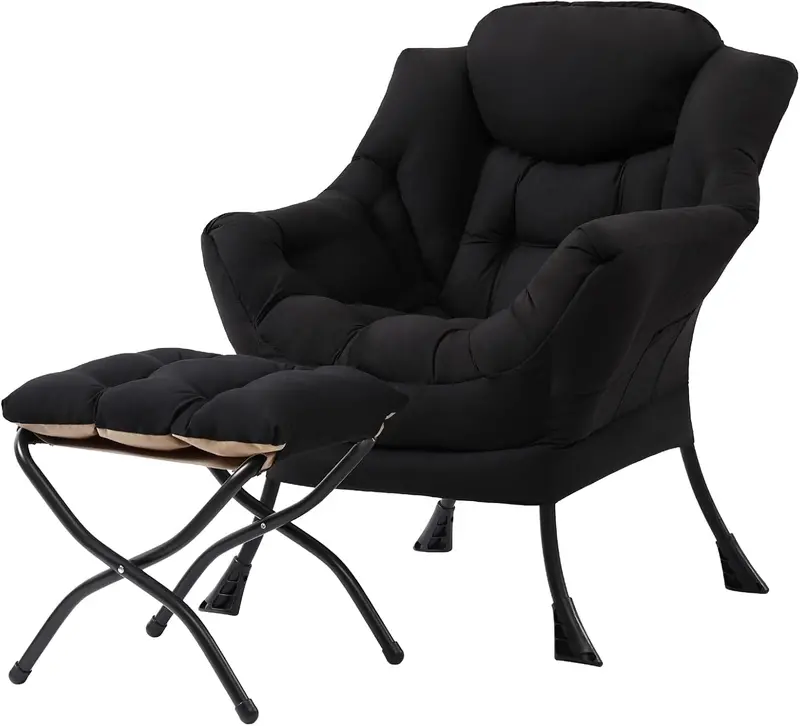 Tiita Modern Lazy Lounge Chair with Matching Ottoman – Large Leisure Armchair Set