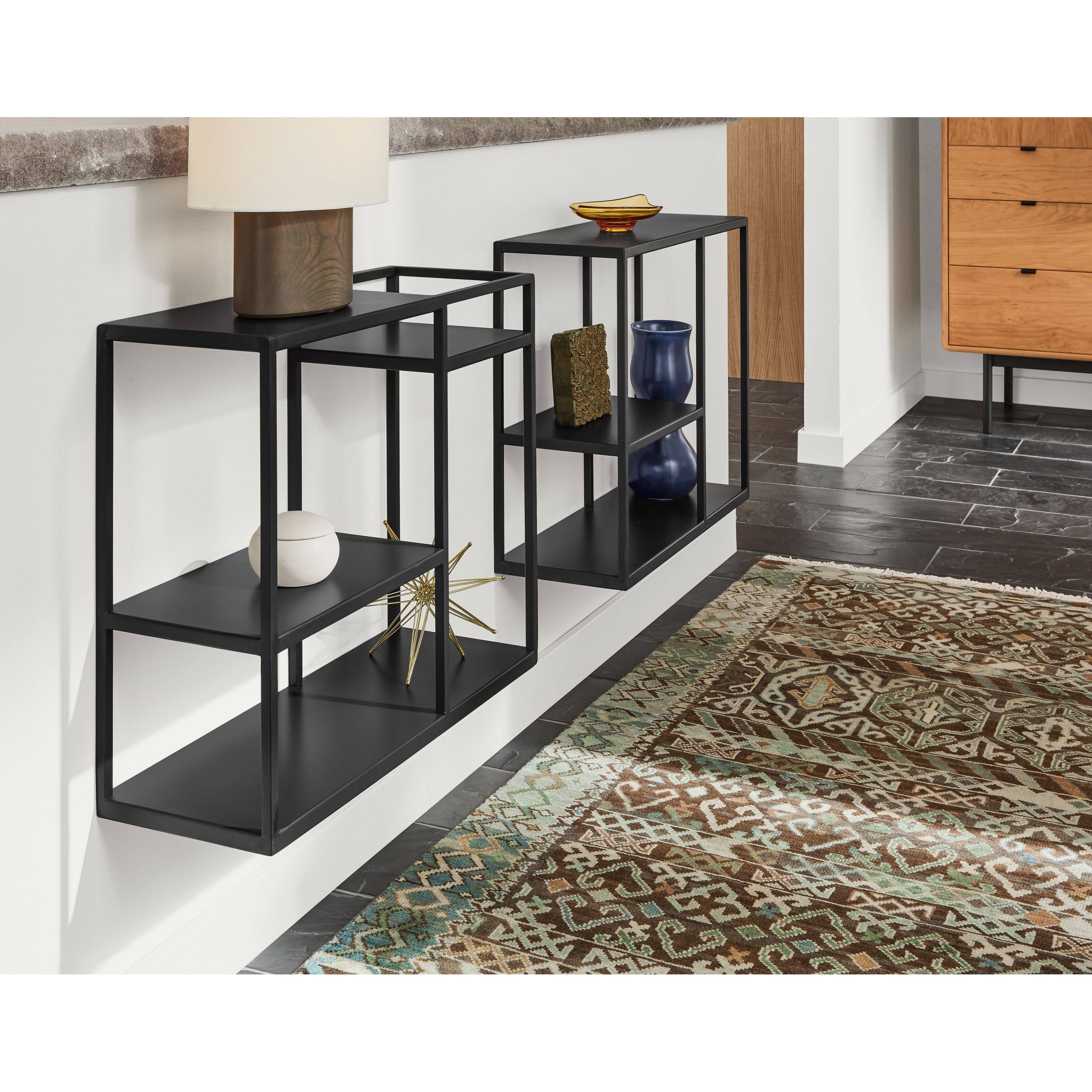 Room u0026 Board | Modern Foshay Four-Shelf Wall Unit 36W 20H in Recycled Metal/Natural Steel Black