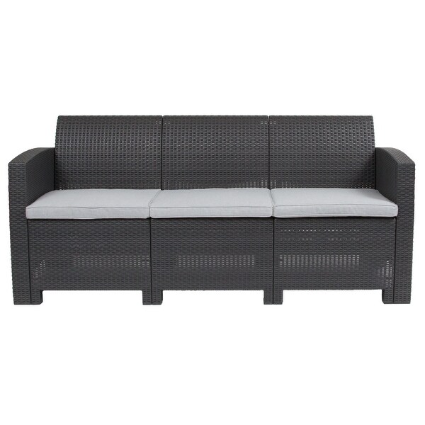 Faux Rattan Sofa with AllWeather Cushions