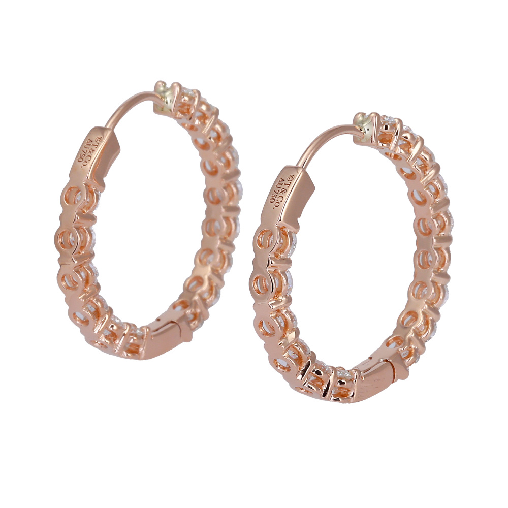 Tiffany & Co. Tiffany Hoop K18PG Pink Gold Earrings Diamond