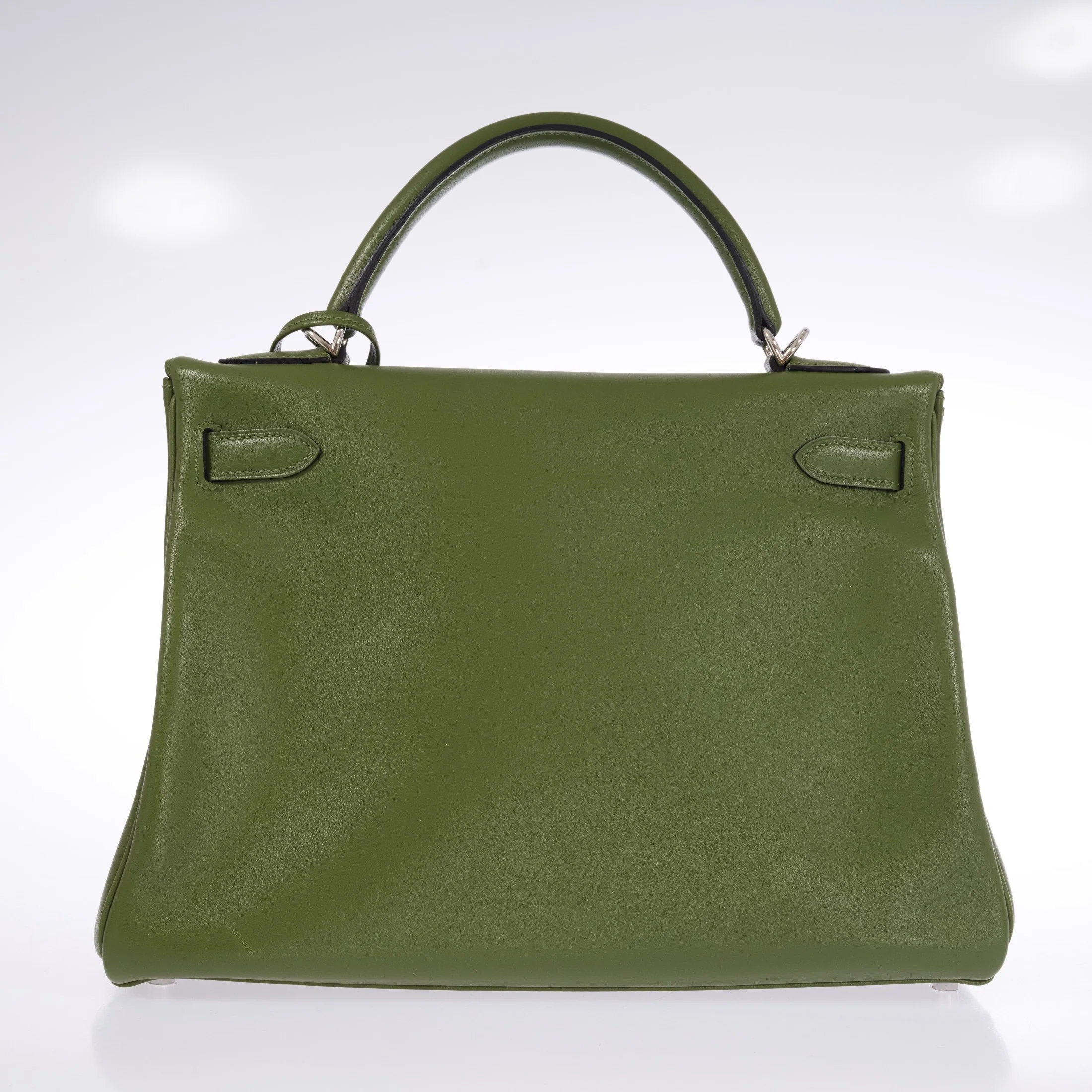 Hermès Kelly 32 Retourne Vert Pelouse Swift Palladium Hardware