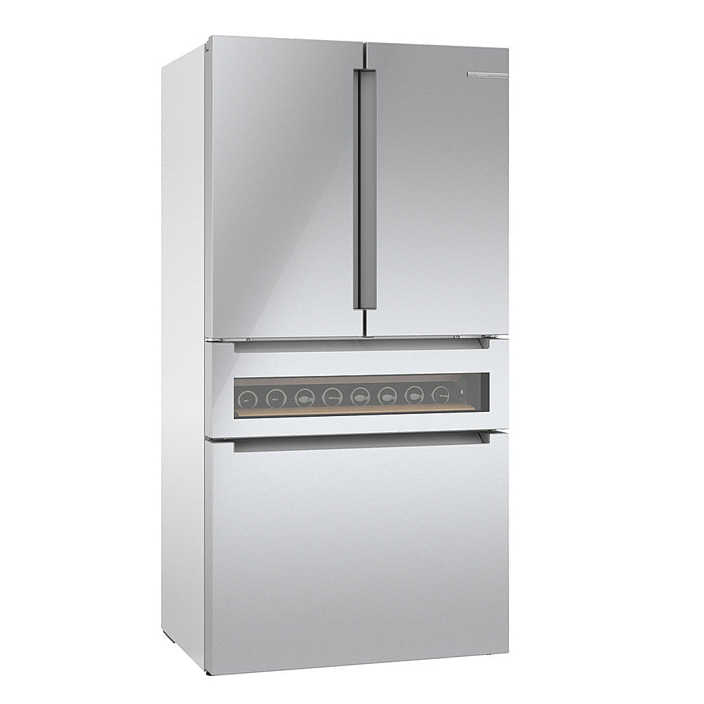Bosch - 800 Series 20 Cu. Ft. 4-Door French Door Counter-Depth Smart Refrigerator with Beverage Cooler Drawer - Stainless steel