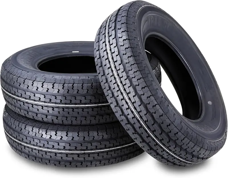 Set of 4 ST205/75R15 Trailer Tires – 10-Ply Load Range E Radials with Scuff Guard & Steel Belting