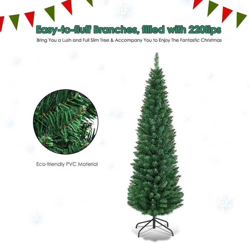 Slim Artificial Pencil Christmas Tree – 3-Foot Pre-Lit Design