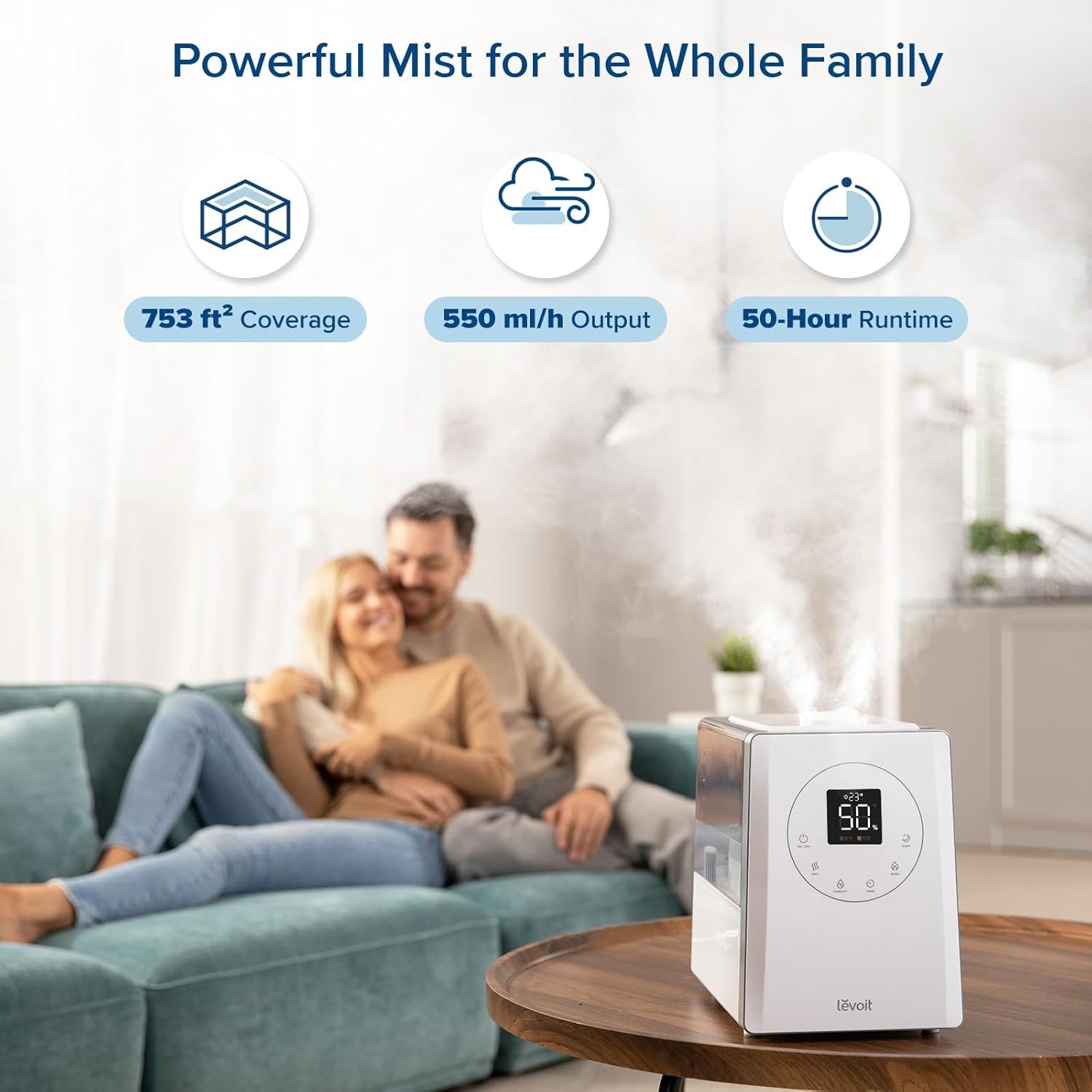 4.5L Ultrasonic Cool Mist Humidifier with Essential Oil Tray Customized Humidity Control