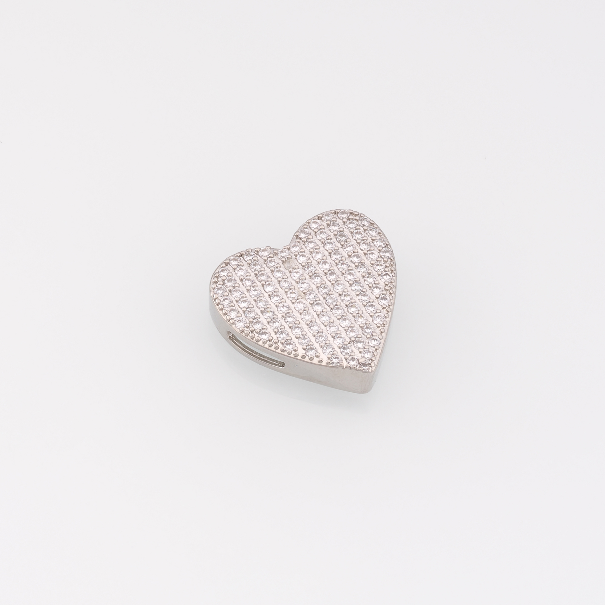 18K Gold Filled Heart Spacer Beads,CZ Micro Pave Heart Bead for Bracelet Jewelry Necklace Making Supply