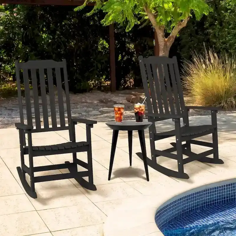 Vrakae All-Weather Rocking Chairs – High-Back Patio Pair with UV-Resistant Construction