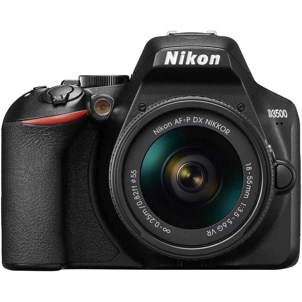 Nikon D3500 DSLR Camera with 18-55mm Lens (1590) + 64GB Extreme Pro Card + 2 x EN-EL14a Battery + Corel Photo Software + Case + Filter Kit + Telephoto Lens + Color Filter + More - International Model