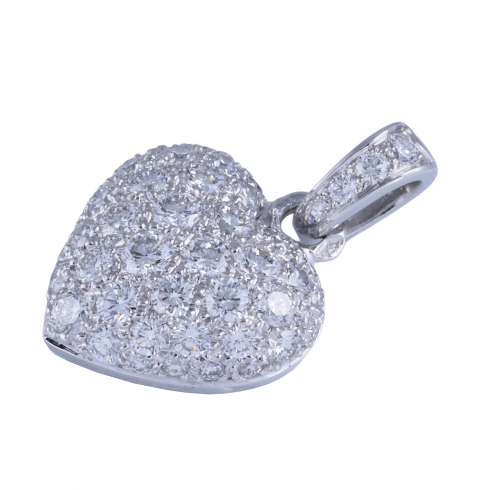 Cartier Heart K18WG White Gold Charm Diamond